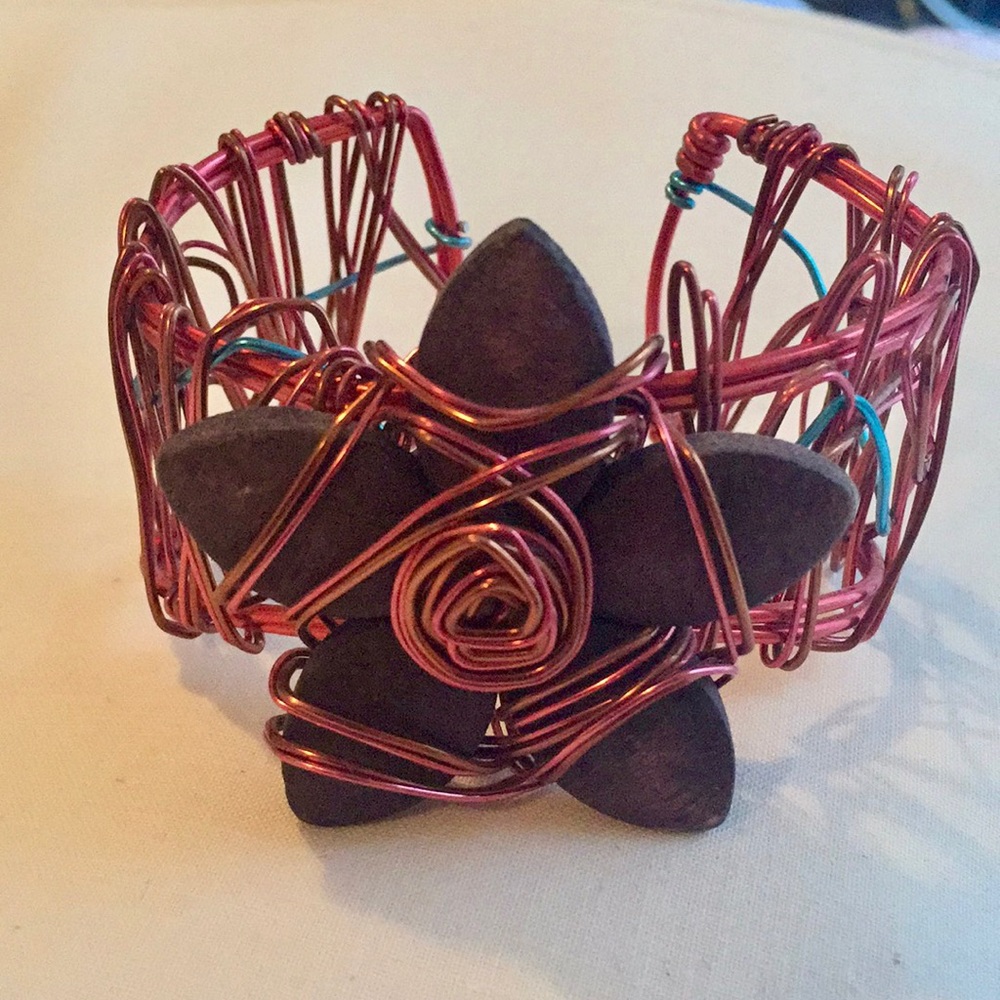 Hand made wire star cuff bracelet